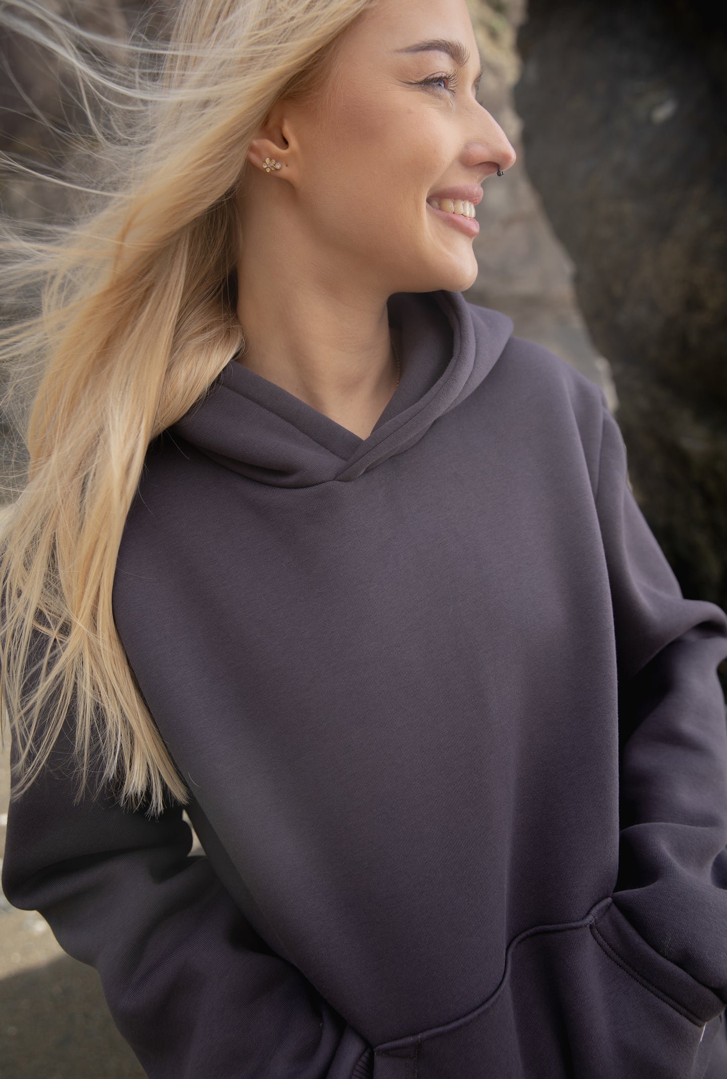 Oversized Graphite Hoodie