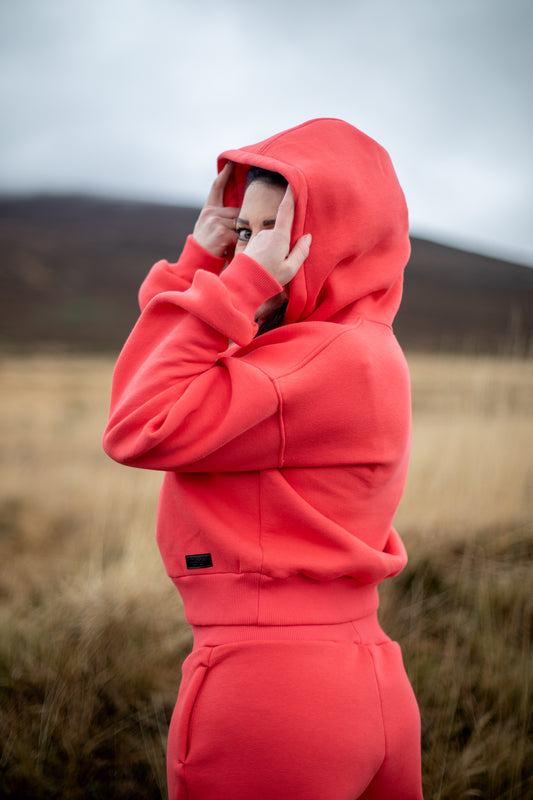 Oversized Short Coral Hoodie